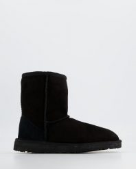 CZARNE ŚNIEGOWCE 0772051 BLACK. Czarne botki Venezia, bez wzorów, ze skóry, bez obcasa, bez zapięcia. Za 249.00 zł.