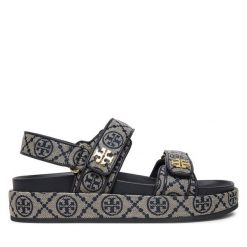 Sandały Tory Burch. Szare sandały Tory Burch, bez wzorów, sportowe, bez obcasa, na płaskiej podeszwie, bez zapięcia. Za 1,569.00 zł.