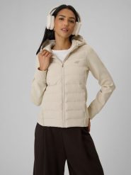 4F Kurtka z wypełnieniem syntetycznym damska - beżowa XL. Brązowe kurtki 4f, xl, bez wzorów, z puchu, bez kaptura. Za 349.99 zł.