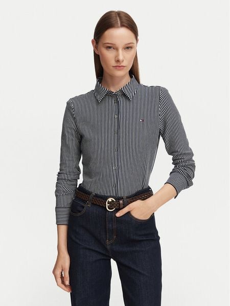 Tommy Hilfiger Koszula WW0WW43528 Granatowy Slim Fit. Niebieskie koszule Tommy Hilfiger, xl, bez wzorów, z bawełny, bez kołnierzyka, bez ramiączek. Za 299.99 zł.