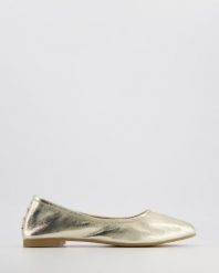 KLASYCZNE BALERINY 015131 GOLD. Baleriny Venezia, bez wzorów, ze skóry, klasyczne, bez obcasa, bez zapięcia. Za 229.00 zł.