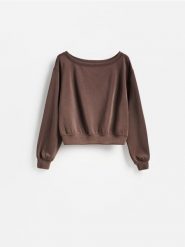 Gładka bluza z modalem - brązowy. Brązowe bluzy Reserved, l, bez wzorów, z dzianiny, bez ramiączek, bez kaptura. Za 119.99 zł.