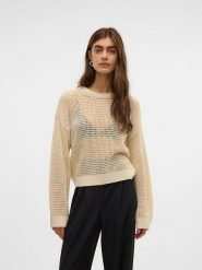 Vero Moda Sweter w kolorze beżowym rozmiar: XS. Brązowe swetry Vero Moda, xs, bez wzorów, ze splotem, bez ramiączek. Za 61.60 zł.