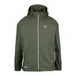 Kurtka Unisex Qikpac X Rozpinana. Zielone kurtki przeciwdeszczowe Trespass, na jesień, xl, bez wzorów, z materiału, z kapturem, trekkingowe. Za 160.99 zł.