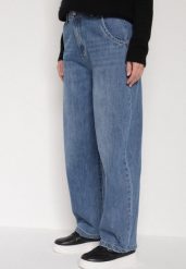 Niebieskie Szerokie Jeansy z Wysokim Stanem Charlith. Niebieskie jeansy Born2be, plus size, bez wzorów, z jeansu, biznesowe, z podwyższonym stanem. Za 109.99 zł.