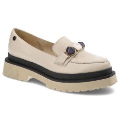 Beżowe Półbuty Damskie Blu Eleganckie Obuwie. Brązowe półbuty wsuwane Blu, bez wzorów, ze skóry, eleganckie, bez obcasa, na płaskiej podeszwie. Za 319.00 zł.