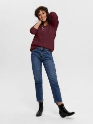 ONLY Sweter w kolorze bordowym rozmiar: S. Różowe swetry ONLY, s, bez wzorów, ze splotem, bez ramiączek. Za 113.90 zł.