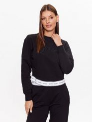 Guess Bluza O3YQ01KBS91 Czarny Regular Fit. Czarne bluzy Guess, xs, z aplikacjami, z bawełny, bez kaptura. Za 139.99 zł.