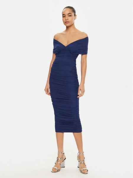 Bardot Sukienka koktajlowa 59756DB Niebieski Slim Fit. Niebieskie sukienki Bardot, bez wzorów, z syntetyku, wizytowe, bez kołnierzyka, bez ramiączek. Za 299.99 zł.