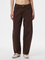 Pieces Dżinsy - Barrel fit - w kolorze brązowym rozmiar: W25/L30. Brązowe jeansy Pieces, l, z aplikacjami, ze skóry, klasyczne. Za 109.95 zł.