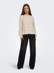 ONLY Sweter w kolorze beżowym rozmiar: L. Brązowe swetry ONLY, l, bez wzorów, ze splotem, bez ramiączek. Za 126.45 zł.