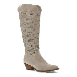 Beżowe Kozaki Simen Modne Kowbojki Damskie. Brązowe kozaki Simen, bez wzorów, ze skóry, eleganckie, bez obcasa, na obcasie, bez zapięcia. Za 530.99 zł.