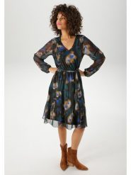 Aniston Sukienka w kolorze czarno-morsko-karmelowym rozmiar: 34. Czarne sukienki Aniston, bez wzorów, bez kołnierzyka, bez ramiączek, midi. Za 56.79 zł.