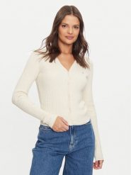Tommy Jeans Kardigan Essential DW0DW18682 Brązowy Slim Fit. Brązowe swetry Tommy Jeans, s, bez wzorów, z bawełny, bez ramiączek. Za 219.99 zł.