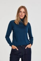 Sweter z golfem zielony. Zielone swetry MOODO, l, bez wzorów, z poliamidu, bez ramiączek. Za 99.99 zł.