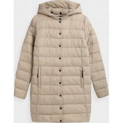 Płaszcz puchowy damski. Brązowe płaszcze xs, bez wzorów, z materiału, bez kaptura. W wyprzedaży za 149.99 zł.