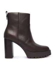 PINKO Botki Clara 01 SD0577P001 Brązowy. Brązowe botki Pinko, bez wzorów, ze skóry, bez obcasa, na słupku, bez zapięcia. Za 1,399.00 zł.