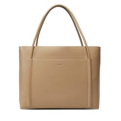 Torebka Calvin Klein. Brązowe shopper bag Calvin Klein, bez wzorów, klasyczne, bez dodatków. Za 409.99 zł.