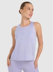 4F Top treningowy szybkoschnący damski - niebieski M. Niebieskie topy sportowe 4f, m, bez wzorów, z materiału, na fitness i siłownię. W wyprzedaży za 79.99 zł.