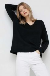 GAP sweter damski kolor czarny lekki. Czarne swetry GAP, l, bez wzorów, bez ramiączek. W wyprzedaży za 138.99 zł.