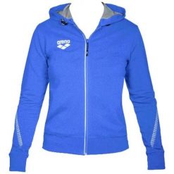 Damska bluza z kapturem full zip Arena Team Line. Niebieskie bluzy z kapturem Arena, l, bez wzorów, z materiału, z kapturem, na fitness i siłownię. Za 313.50 zł.