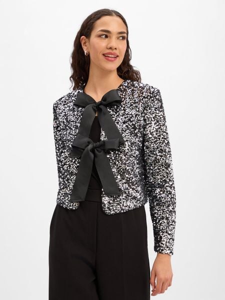 Marie Lund Damska kurtka z cekinami Kobiety srebrny jednolity, 38. Szare kurtki Marie Lund, bez wzorów, bez kaptura. Za 349.95 zł.