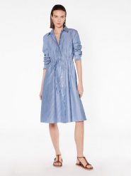 Tommy Hilfiger Sukienka koszulowa WW0WW37955 Błękitny Regular Fit. Niebieskie sukienki Tommy Hilfiger, bez wzorów, z bawełny, bez kołnierzyka, bez ramiączek, koszulowe. Za 629.99 zł.