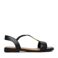 Sandały Lasocki. Czarne sandały Lasocki, bez wzorów, bez obcasa, na płaskiej podeszwie, bez zapięcia. Za 149.99 zł.