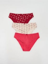 Majtki typu figi 3 pack - czerwony. Czerwone figi Reserved, bez wzorów. Za 49.99 zł.