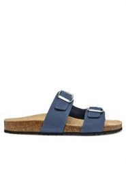 Geox Klapki D Brionia D35LSL 00032 C4002 Granatowy. Niebieskie klapki Geox, bez wzorów, z nubiku, bez obcasa, bez zapięcia. Za 259.99 zł.