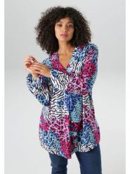 Aniston Bluzka w kolorze niebiesko-różowym rozmiar: 50. Niebieskie bluzki Aniston, bez wzorów, z wiskozy, bez kołnierzyka, bez ramiączek. Za 95.99 zł.