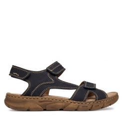 Sandały Josef Seibel. Niebieskie sandały Josef Seibel, bez wzorów, bez obcasa, na płaskiej podeszwie, bez zapięcia. Za 359.99 zł.