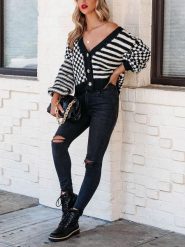 Milan Kiss Kardigan w kolorze czarno-białym rozmiar: S. Białe swetry Milan Kiss, s, bez wzorów, bez ramiączek. Za 195.99 zł.