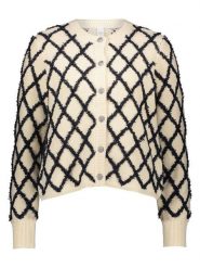 YAS Kardigan w kolorze kremowo-czarnym rozmiar: L. Brązowe swetry YAS, l, bez wzorów, z bawełny, bez ramiączek. Za 148.96 zł.