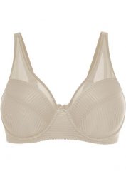 Biustonosz minimizer na fiszbinach. Brązowe biustonosze bonprix, bez wzorów. Za 59.99 zł.