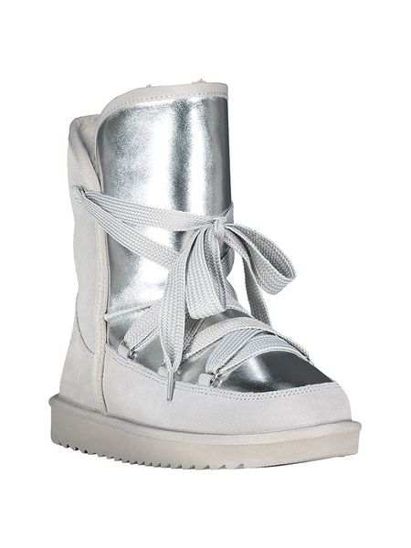 Geographical Norway Kozaki zimowe "Omondor" w kolorze srebrno-szarym rozmiar: 38. Szare kozaki Geographical Norway, na zimę, bez wzorów, z futra, eleganckie, bez obcasa, bez zapięcia. Za 198.10 zł.