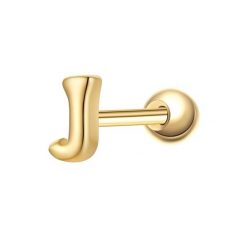 Glanzstücke München Piercing Litera J ze srebra próby 925 w kolorze zlotym Kolczyki 1 ct Damski. Żółte kolczyki Glanzstücke München, pozłacane. Za 110.49 zł.