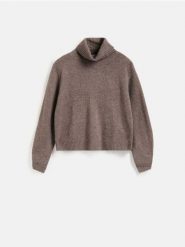 Wełniany sweter - brązowy. Brązowe swetry Reserved, l, bez wzorów, z wełny, bez ramiączek. Za 199.99 zł.
