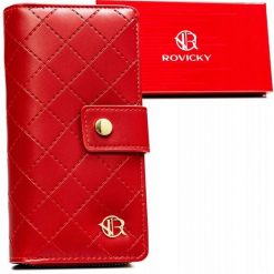 Portfel pikowany Rovicky R-POR-01-DSC czerwony. Czerwone portfele ROVICKY, bez wzorów, ze skóry ekologicznej. Za 45.00 zł.