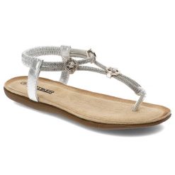 Srebrne Sandały Artiker Wygodne Japonki Damskie. Szare sandały Artiker, bez wzorów, z materiału, bez obcasa, bez zapięcia. Za 89.99 zł.