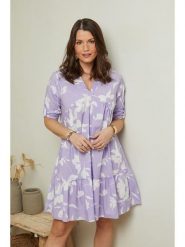 Curvy Lady Sukienka w kolorze lawendowo-białym rozmiar: 40/42. Białe sukienki Curvy Lady, bez wzorów, z wiskozy, klasyczne, bez kołnierzyka, bez ramiączek, mini. Za 78.47 zł.