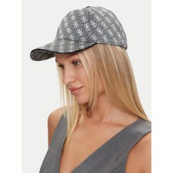 Czapka z daszkiem Guess. Szare czapki z daszkiem Guess, z aplikacjami. Za 119.99 zł.