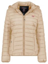 Geographical Norway Kurtka pikowana "Atika" w kolorze beżowym rozmiar: L. Brązowe kurtki Geographical Norway, l, bez wzorów, bez kaptura. Za 190.06 zł.