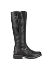 Remonte Kozaki R6590-01 Czarny. Czarne kozaki Remonte, bez wzorów, z materiału, bez obcasa, na płaskiej podeszwie, bez zapięcia. Za 415.00 zł.