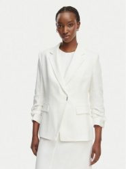 BOSS Marynarka Jia8 50557249 Biały Slim Fit. Białe marynarki i żakiety Boss, bez wzorów, ze lnu, bez ramiączek. Za 1,849.00 zł.