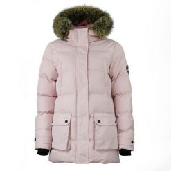 Parka dla kobiet Peak Mountain. Czerwone płaszcze Peak Mountain, na zimę, bez wzorów, z futra, bez kaptura. W wyprzedaży za 331.00 zł.