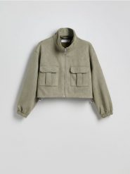 Kurtka oversize z imitacji zamszu - jasnozielony. Zielone kurtki Reserved, l, bez wzorów, bez kaptura. Za 159.99 zł.