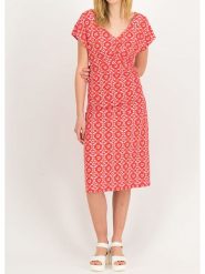 Blutsgeschwister Sukienka "Clip Clap Croco" w kolorze czerwono-jasnoróżowym rozmiar: XL. Czerwone sukienki Blutsgeschwister, na co dzień, xl, bez wzorów, z bawełny, bez kołnierzyka, bez ramiączek, midi, proste. Za 145.26 zł.