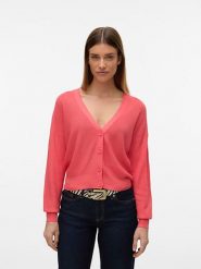 Vero Moda Kardigan w kolorze koralowym rozmiar: L. Czerwone swetry Vero Moda, l, bez wzorów, z wiskozy, klasyczne, bez ramiączek. Za 101.47 zł.