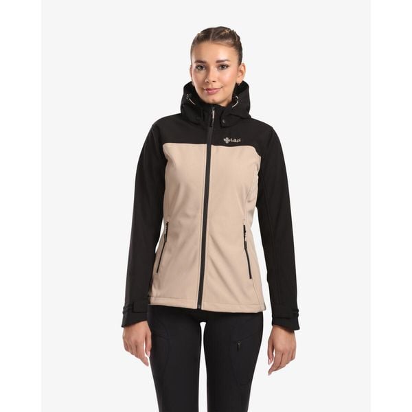 Damska kurtka softshell Kilpi RAVIA-W. Brązowe kurtki przejściowe sportowe Kilpi, xs, bez wzorów, z softshellu, bez kaptura, trekkingowe. Za 318.77 zł.